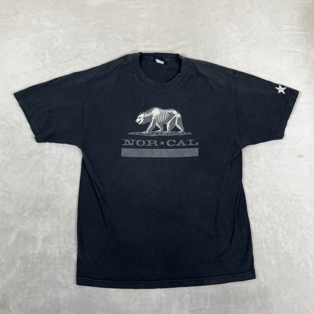 Vintage NHS Nor Cal T-Shirt Mens Large Black Skeleton Bear California Graphic